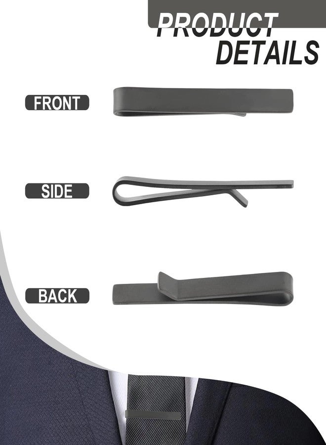 Roctee Skinny Tie Clip, 3 Pack Tie Bar Tie Clips For Men Low-Key Matte Black Elegant Necktie Pinch Clips Slim Tie Accessories For Business Meeting Graduation Ceremony Wedding Anniversary Party - Image 4