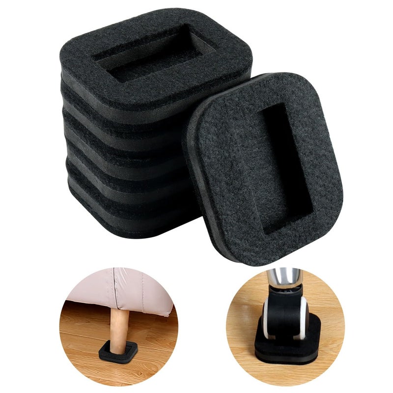 Ezprotekt 12 Pcs Felt Furniture Coasters Caster Cups For Hardwood Floors, Felt Bottom Furniture Pads, Bed Office Chair Fridge Furniture Wheel Stopper To Prevent Sliding And Scratches (Black, L: 2.6"" * W:1.8"") - Image 1