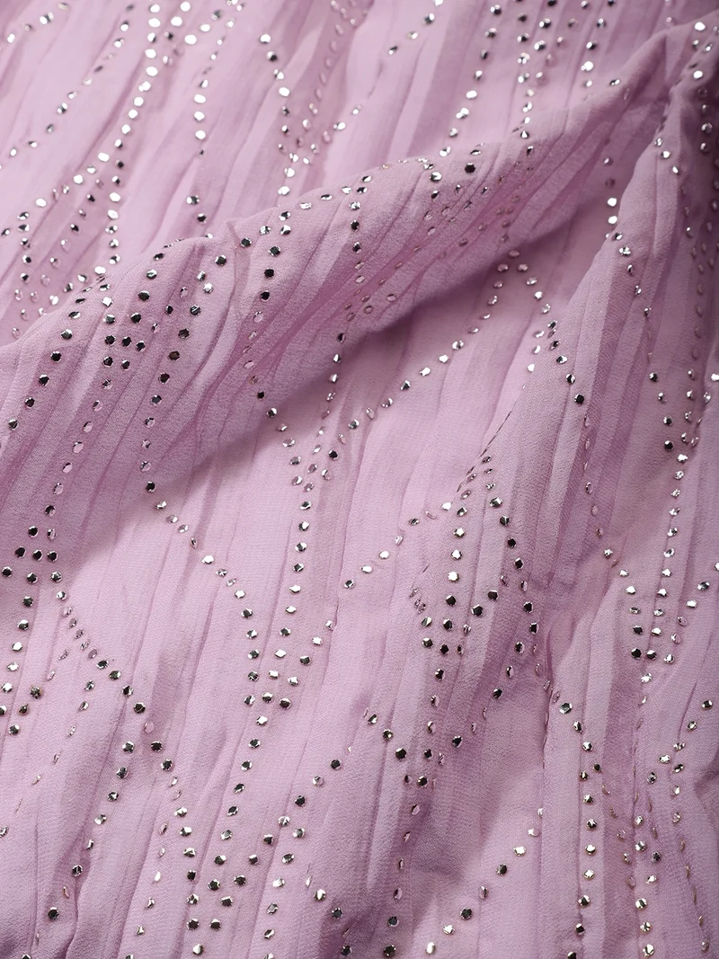 أيه كيه إس Lavender Sequined Georgette Fabric