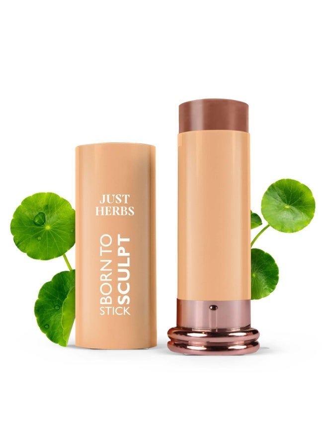 Just Herbs Super Hydrating Born To Sculpt Long Stay Bronzer Stick with Shea Butter | Richly Pigmented | Defines and Uplift Appearance | Matte Finish | All Skin Types for Women 14g (Cappucino) - Image 1