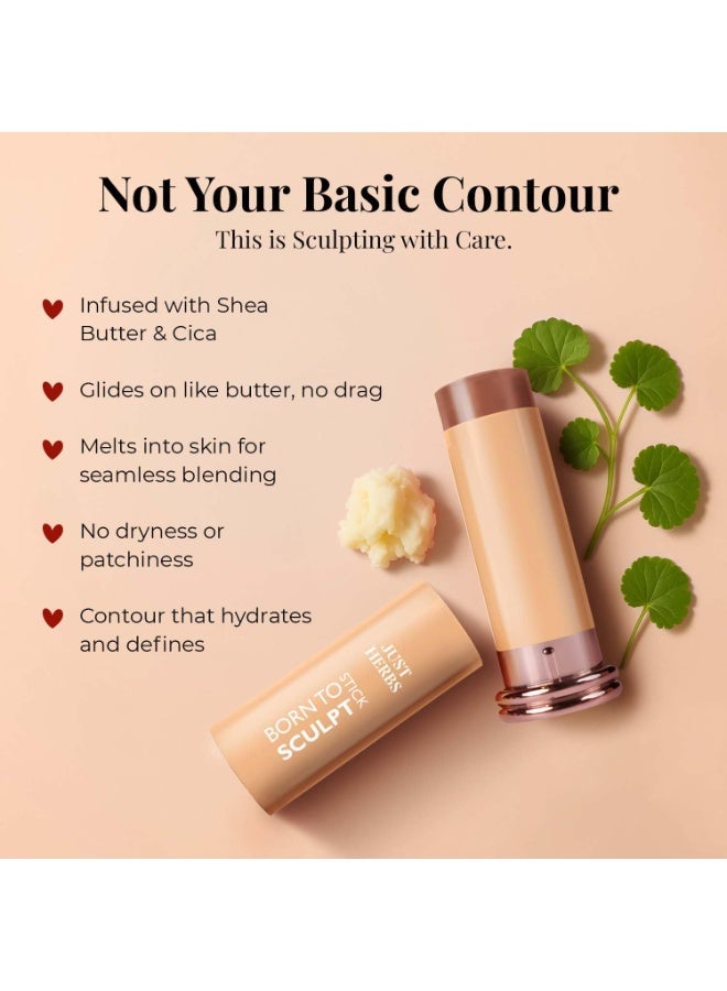 Just Herbs Super Hydrating Born To Sculpt Long Stay Bronzer Stick with Shea Butter | Richly Pigmented | Defines and Uplift Appearance | Matte Finish | All Skin Types for Women 14g (Cappucino) - Image 3