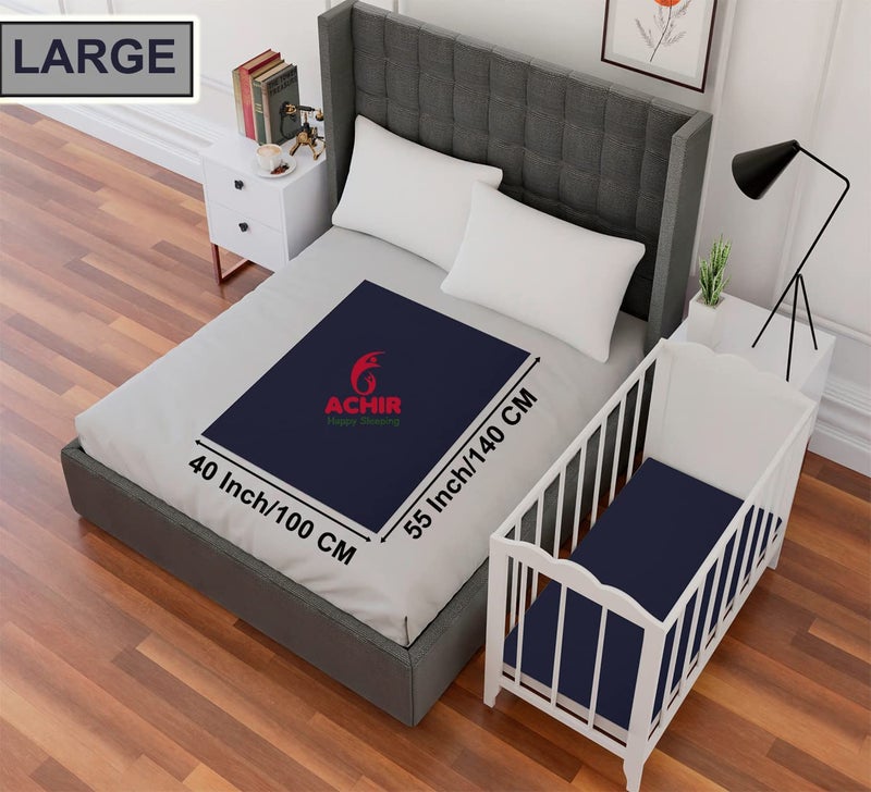 ACHIR Waterproof Cotton Dry Sheet/Bed Protector/Absorbent Mat Large, 100 cm x 140 cm, Dark Blue - Image 4