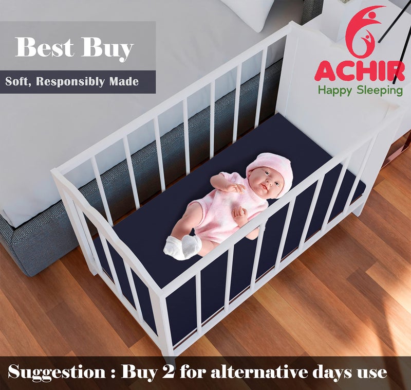 ACHIR Waterproof Cotton Dry Sheet/Bed Protector/Absorbent Mat Large, 100 cm x 140 cm, Dark Blue - Image 2