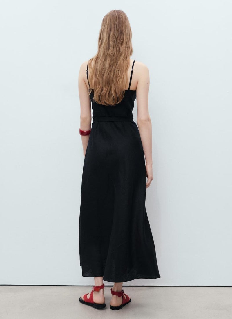 MANGO Belted Linen Midi Dress  - Image 2