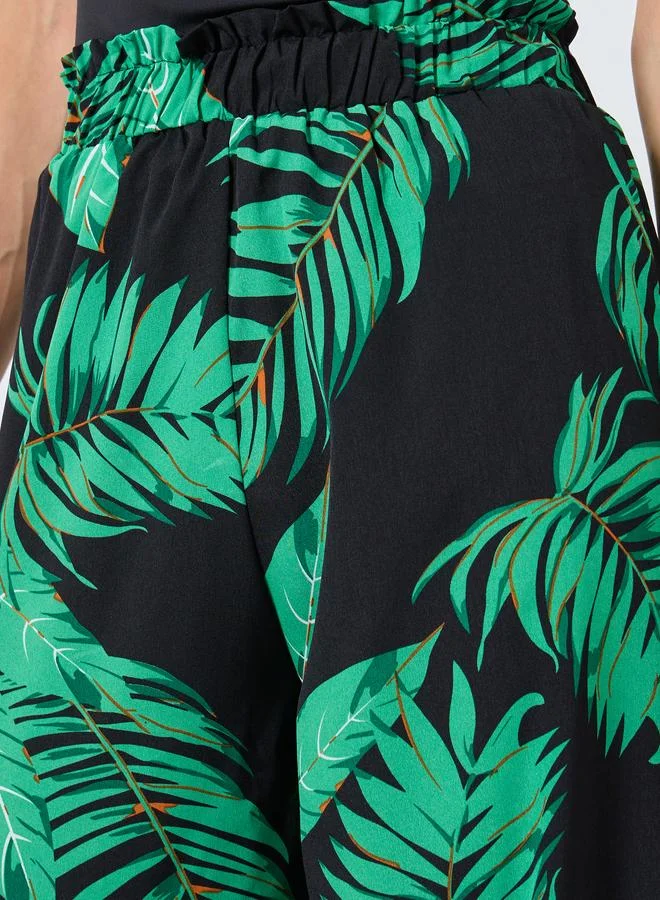 Take Two Women Floral Printed Elastic Waist Straight Leg Pants