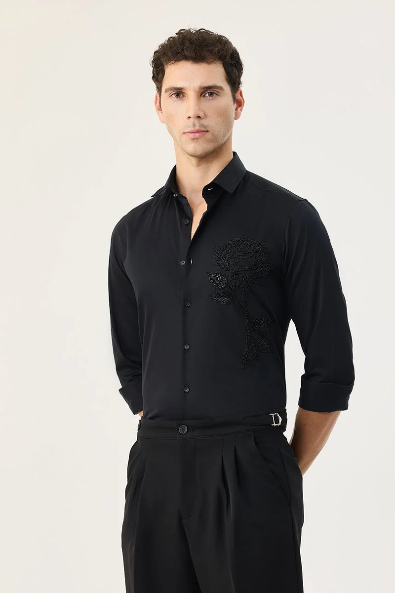SNITCH Slim Fit 100% Cotton Embellished Luxe Shirt