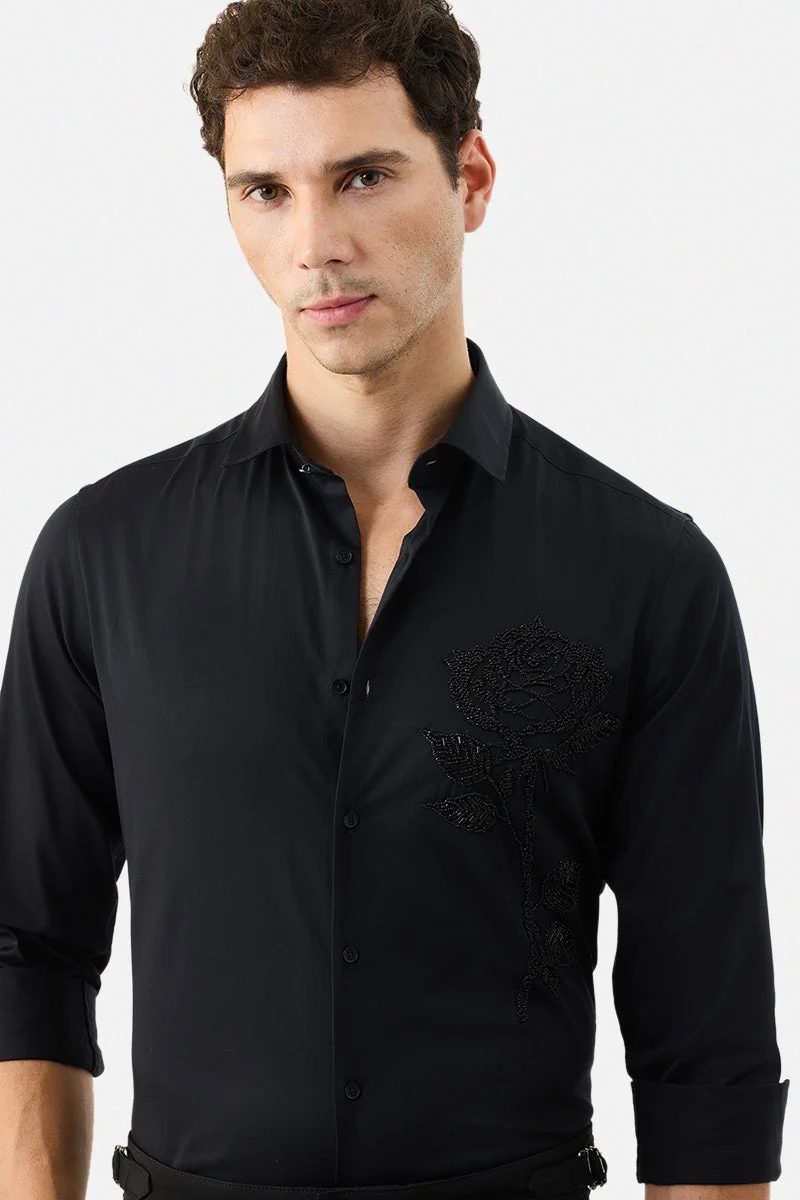 سنيتش قميص فاخر قطني % مزخرف بقصة ضيقة