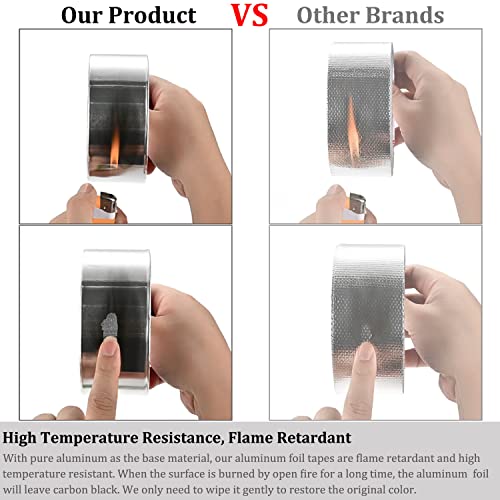 SmaringWing Aluminum Foil Duct Tape Heavy Duty Waterproof, Premium Silver Metal HVAC Heat Tapes (2"*65Feet,3.9mil), High Temperature, Dryer Vent Insulation Tape for Ductwork, Ducting, Sealing, Patching, Furnace - Image 3