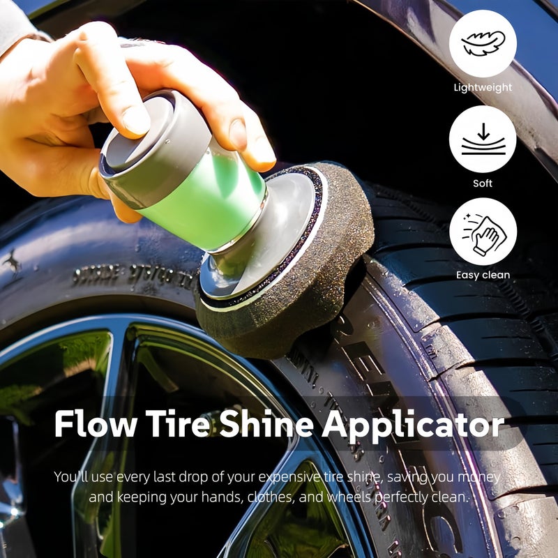 DEFEK Flow Tire Shine Applicator,Reusable Car & Truck Tire Dressing Applicator,Works with All Tire Shine & Gels,Professional Car Detailing Tool - Image 2