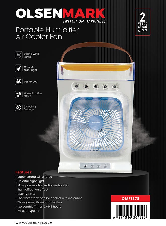 Olsenmark Portable Humidifier Air Cooler Fan OMF1878 White - Image 3