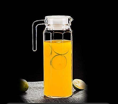 Varahry 1000ml jug Italian Glass jug Pitcher with lid iced Tea Pitcher Water jug hot Cold Water ice Tea Wine Milk and Juice Beverage Carafes - Image 4