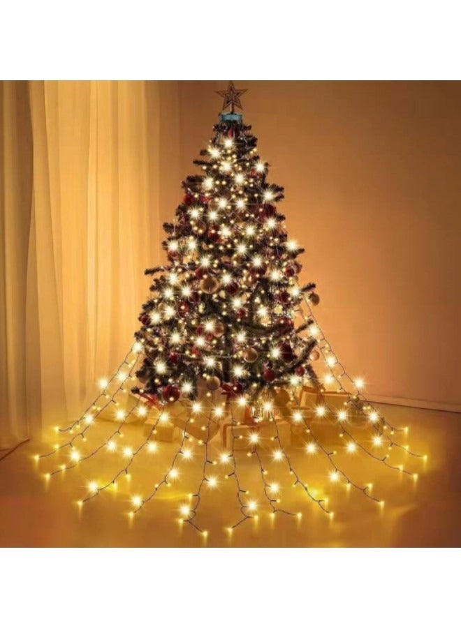 GGEROU أضواء شجرة زخرفية بطول 6.6 قدم مع حلقة، 16 سلسلة من أضواء LED 400 مع 8 موديلات وظيفة الذاكرة، ضوء دافئ - Image 1