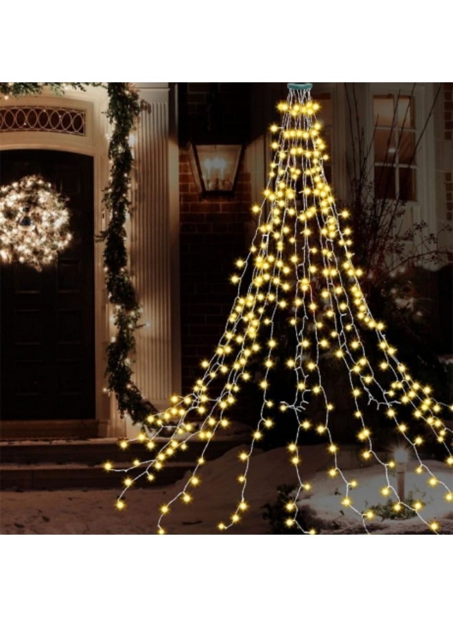 GGEROU أضواء شجرة زخرفية بطول 6.6 قدم مع حلقة، 16 سلسلة من أضواء LED 400 مع 8 موديلات وظيفة الذاكرة، ضوء دافئ - Image 3