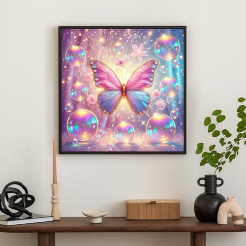 Okarina Diamond Art Kits for Adults Shiny Butterfly, DIY 5D Diamond Painting Kit for Beginners, Full Round Drill Gem Art Dots for Adults, Perfect for Home Wall Decor 14X14 Inch - Image 3