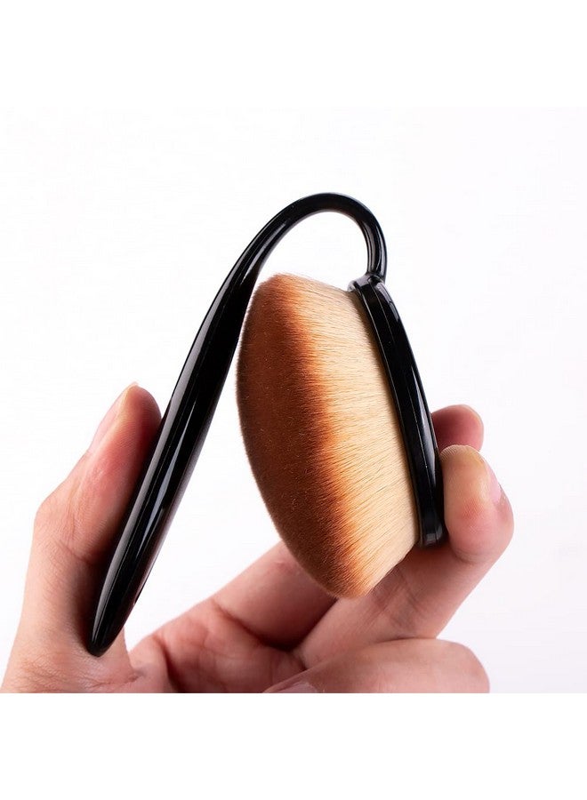 Yoseng Oval Foundation Brush Large Toothbrush Makeup Brushes Fast Flawless Application Liquid Cream Powder Foundation Sunscreen（All Black） - Image 4