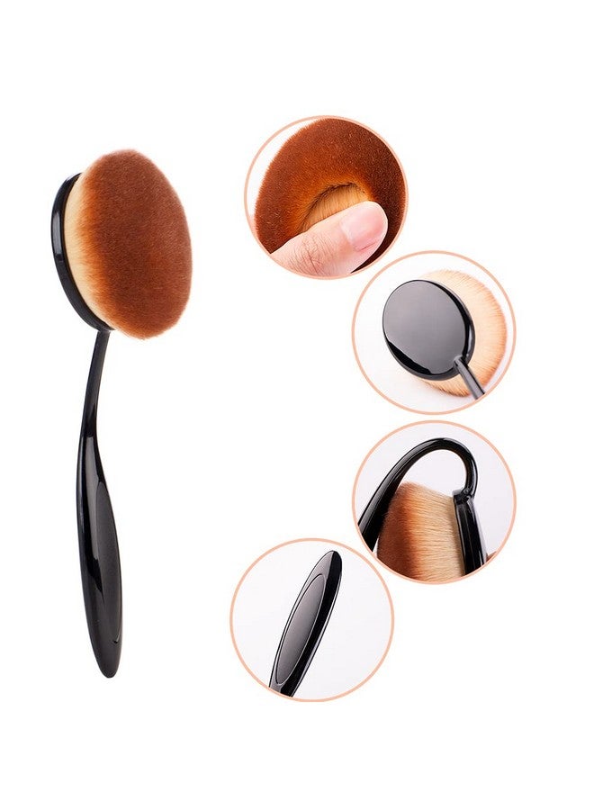 Yoseng Oval Foundation Brush Large Toothbrush Makeup Brushes Fast Flawless Application Liquid Cream Powder Foundation Sunscreen（All Black） - Image 3