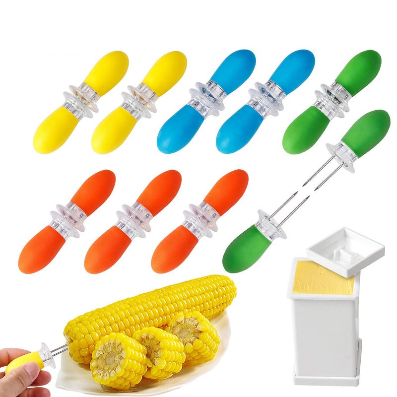 18 Pcs Stainless Steel Corn Cob Holders with Silicone Handle Convenient Butter Spreading Tool