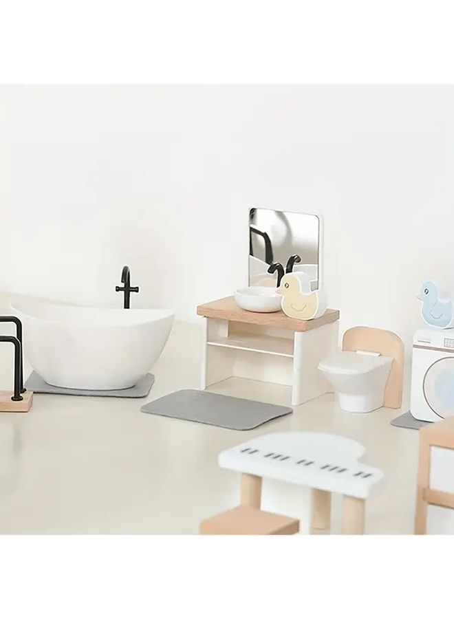 Scandinavian Style Wooden Toy Set Living Room Mini Furniture For Kids Dollhouse - Image 5