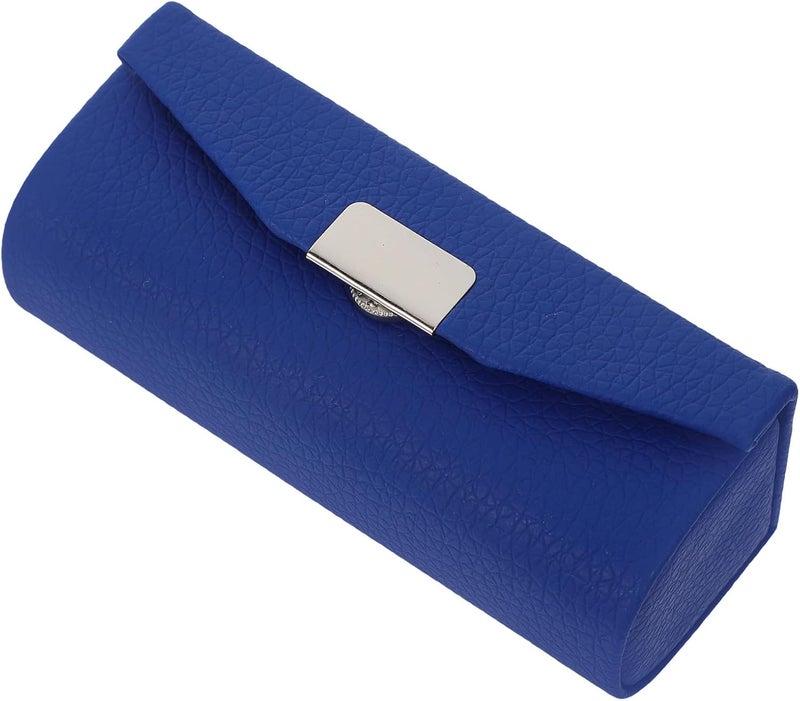 Portable Lipstick Case with Snap Button, Small Lipstick Storage Holder for Women, Travel Cosmetic Bag with Mirror, Royal Blue Textured Design Random Color - Image 1