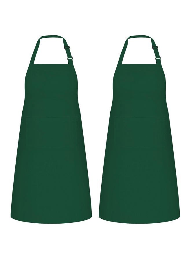 NLUS 2 Pack Kitchen Aprons with 2 Pockets for Women Men, Chef Aprons for Baking BBQ Cooking, Green - Image 1