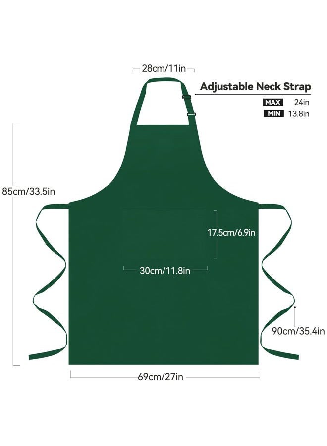 NLUS 2 Pack Kitchen Aprons with 2 Pockets for Women Men, Chef Aprons for Baking BBQ Cooking, Green - Image 3