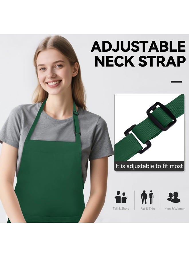 NLUS 2 Pack Kitchen Aprons with 2 Pockets for Women Men, Chef Aprons for Baking BBQ Cooking, Green - Image 4