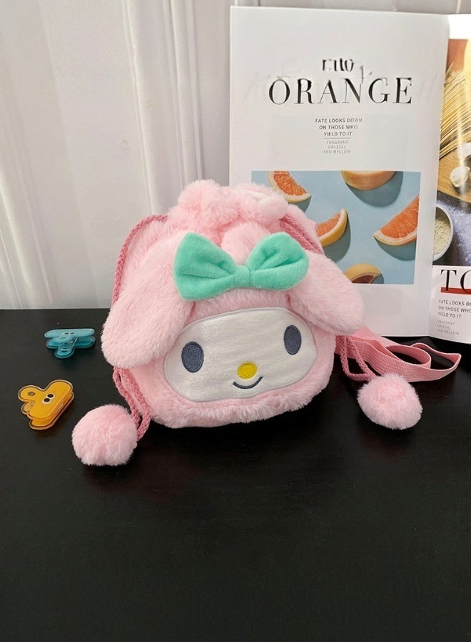 Sanrio Cute Sanrio Melody Plush Bucket Bag Soft Stuffed Crossbody Bag Stylish Shoulder Storage Bag for Kids Teens - Image 2