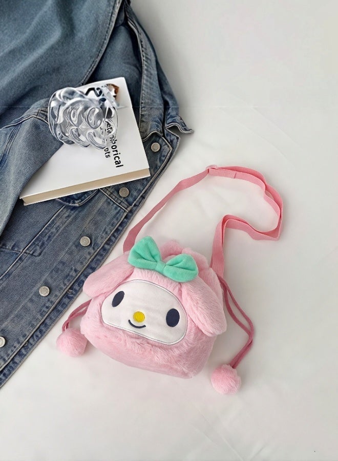 Sanrio Cute Sanrio Melody Plush Bucket Bag Soft Stuffed Crossbody Bag Stylish Shoulder Storage Bag for Kids Teens - Image 1