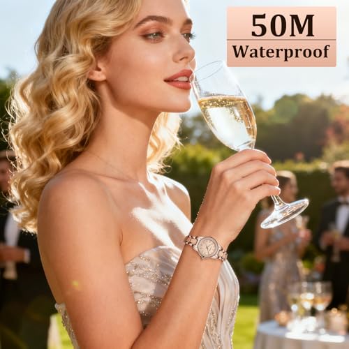 VTAIGE Women's Bracelet Watch Stainless Steel Two Tone Womens Watches Minimalist Dial Elegant Analog Wrist Watch for Women - Image 4