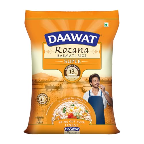 Daawat Rozana Super Basmati Rice 5Kg| For Everyday Consumption| Cooked Grain Upto 13mm*| Naturally Aged - Image 1