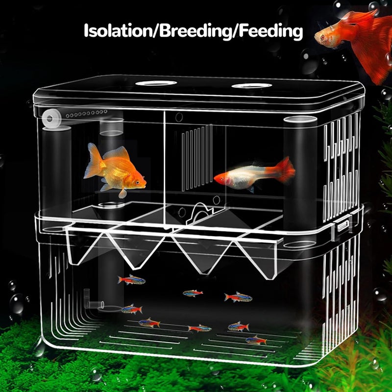 JSTAR Extra Large Fish Breeder Box for Aquarium Tank, Acrylic Breeding Box for Guppy/Betta/Shrimp/Clownfish, Baby Fish Hatchery & Isolation Tank - Image 2