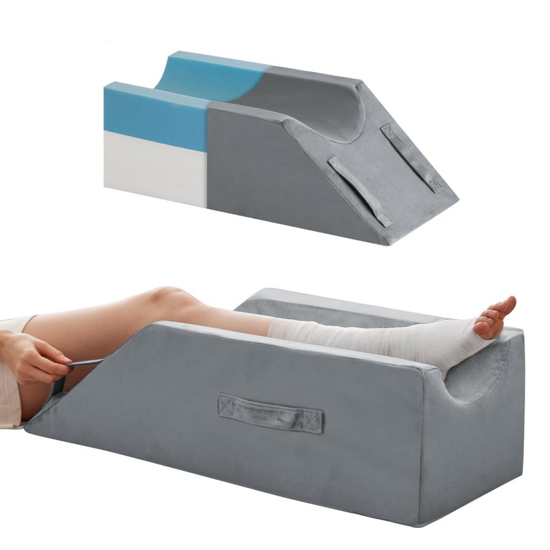 MEGCXIT Leg Elevation Pillows for After Surgery, Injury or Rest, Memory Foam Leg Elevating Pillow, Leg Pillow Elevation Blood Circulation, Knee Pillow Wedge Pillow for Knee Hip Ankle Pain Relief, Grey - Image 1
