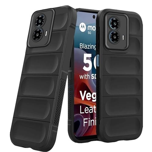 SPAZY CASE® Moto Edge 50 Fusion Back Cover | Rubber Case with Soft Silicone + Smooth Surface Protective Back Case Cover for Moto Edge 50 Fusion - Black - Image 1
