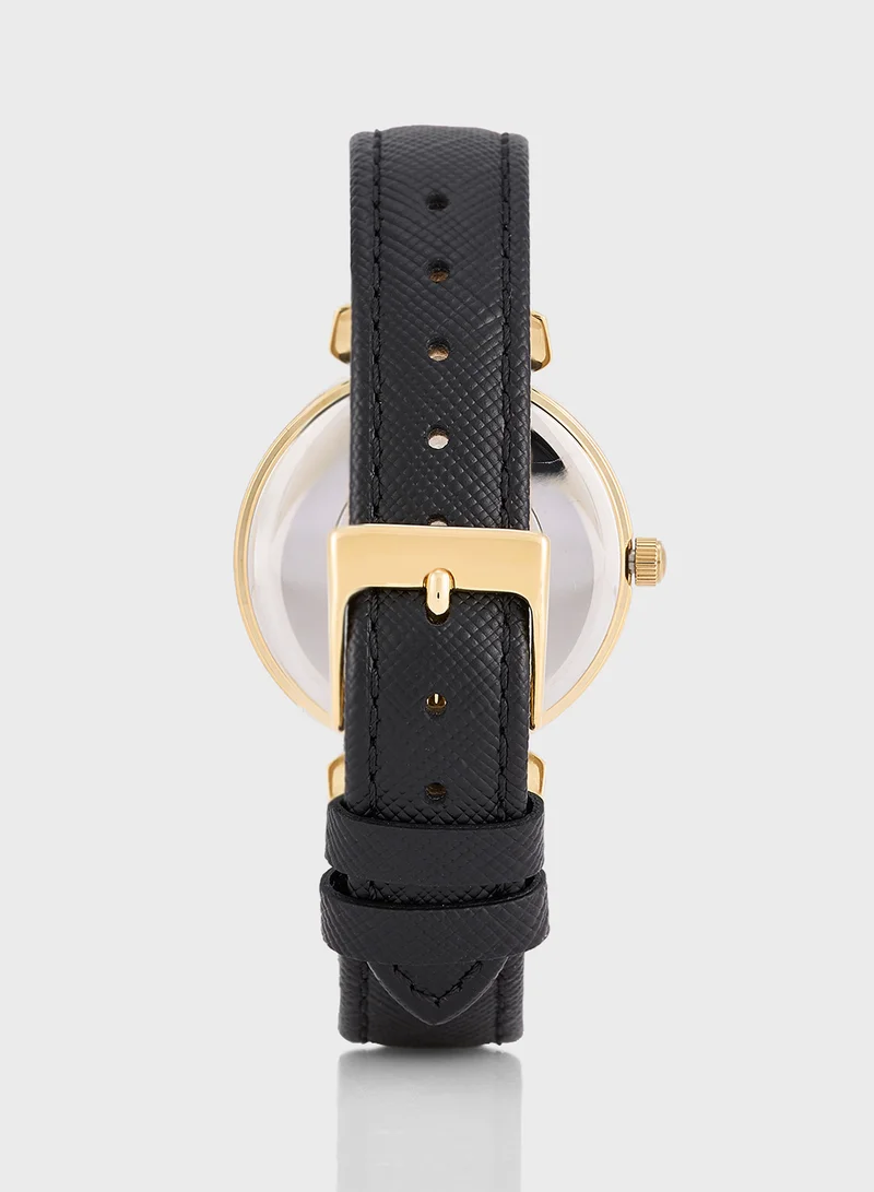 GUESS Enchantment Leather Strap Analog Watch