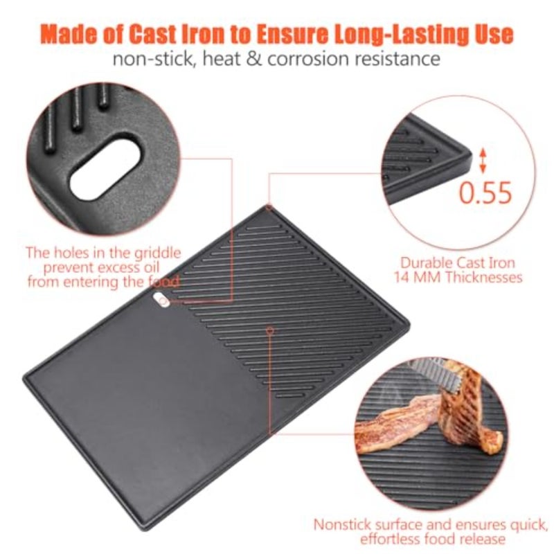 43 cm x 32 cm Griddle for Landmann Triton 3 and 4 Burners, Enders Boston 4, Enders Monroe PRO 4, Gas Grill Cast Iron Plancha, 1 Pack - Image 3