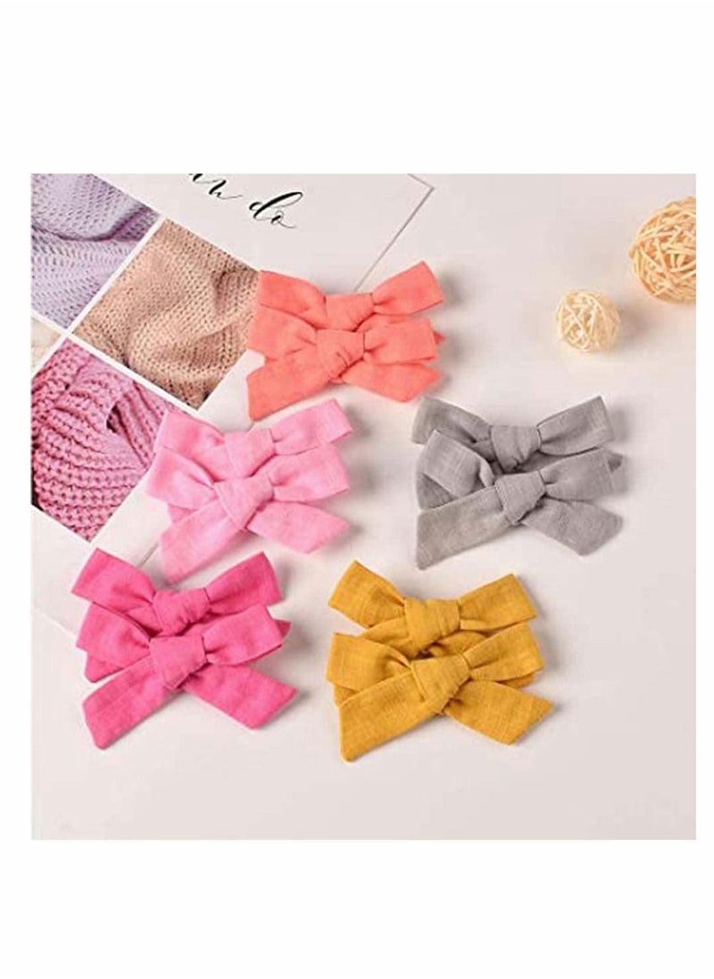 Y&D - Girl Hairpins Solid Color Slub Cotton Linen Cloth art Bow Hairpin Children's Hair Accessories(20pcs) - Image 1