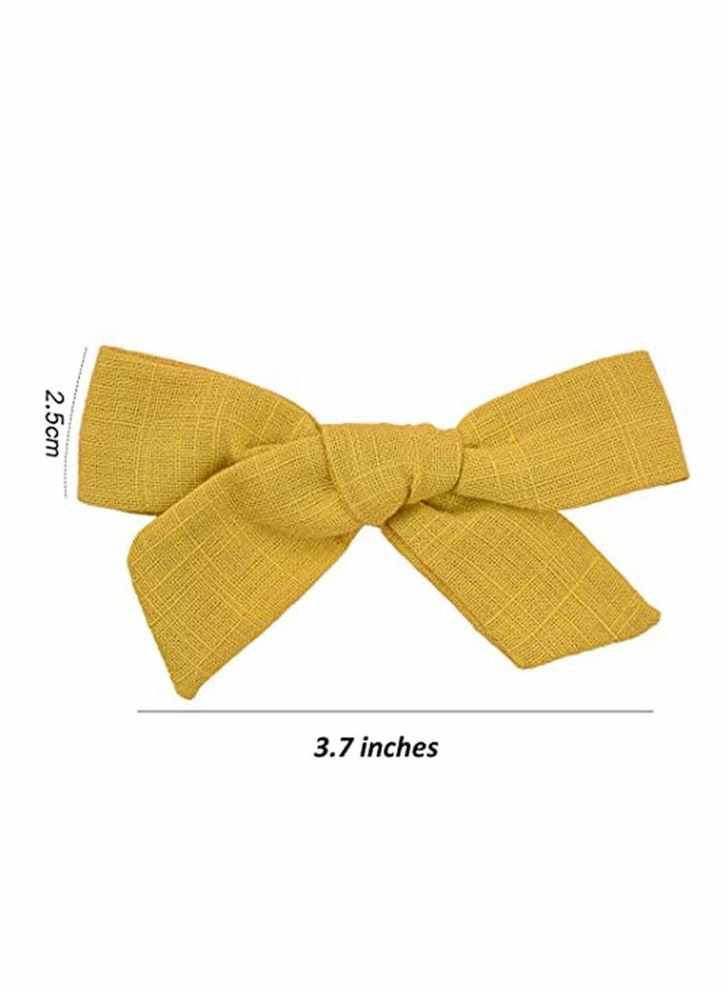 Y&D - Girl Hairpins Solid Color Slub Cotton Linen Cloth art Bow Hairpin Children's Hair Accessories(20pcs) - Image 1