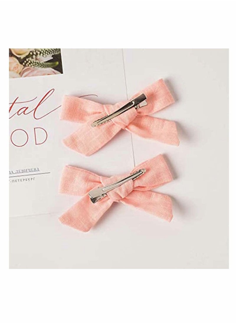 Y&D - Girl Hairpins Solid Color Slub Cotton Linen Cloth art Bow Hairpin Children's Hair Accessories(20pcs) - Image 1