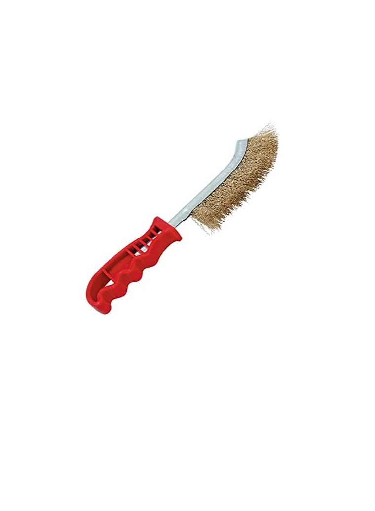 Beorol Steel Coated Hand Brush Wire Brush with PVC Handle for Cleaning Rust & Slag GOLD - Image 1