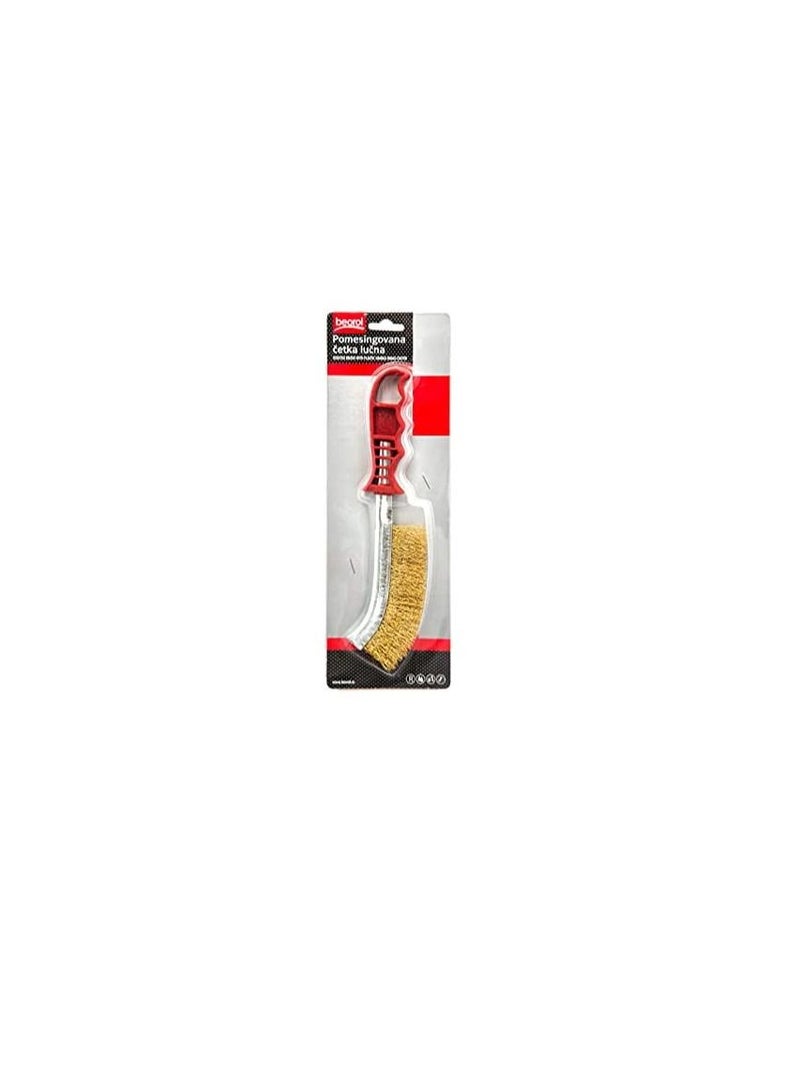 Beorol Steel Coated Hand Brush Wire Brush with PVC Handle for Cleaning Rust & Slag GOLD - Image 3