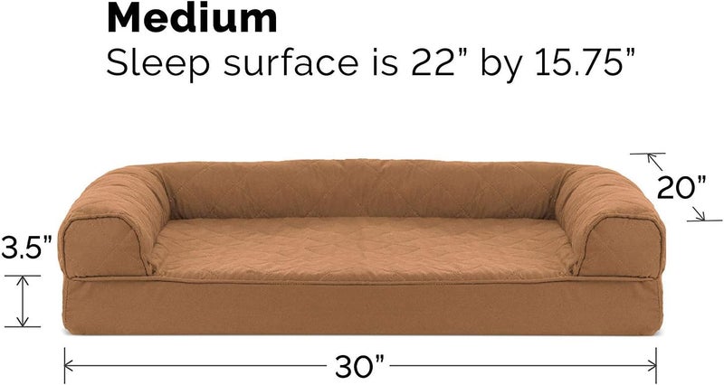 Furhaven Pet Dog Bed | Orthopedic Quilted Traditional Sofa-Style Living Room Couch Pet Bed w/Removable Cover for Dogs & Cats, Toasted Brown, Medium - Image 3