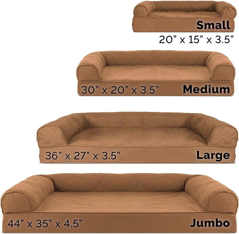 Furhaven Pet Dog Bed | Orthopedic Quilted Traditional Sofa-Style Living Room Couch Pet Bed w/Removable Cover for Dogs & Cats, Toasted Brown, Medium - Image 4