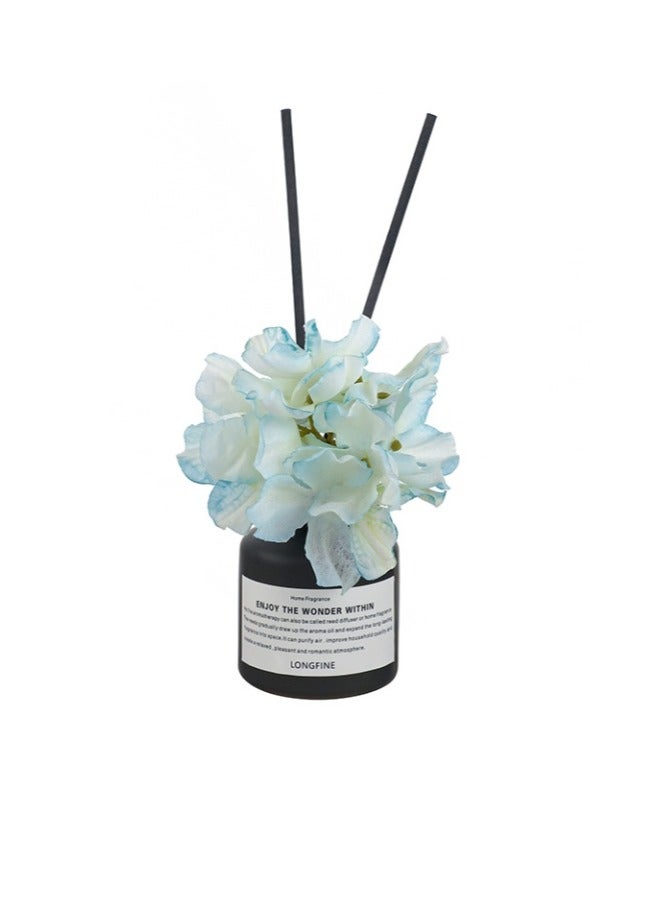 LONGFINE Blue Wind Chime  Scented 50ml Flower Reed Diffuser Set Scent Diffuser With Sticks Home Fragrance Flower Diffuser For Home Office Bathroom Shelf 