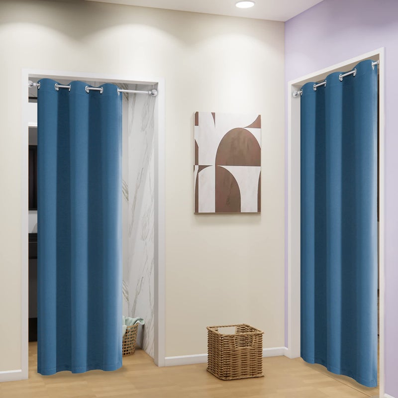 DUALIFE DUALIFE Door Doorway Curtains Blackout 80 Inch Length 2 Panels  Grommet Sunblock Room Darkening Long Skinny Curtains for Bedroom Door Doorway Width 34 Inch  Midnight Blue  - Image 2