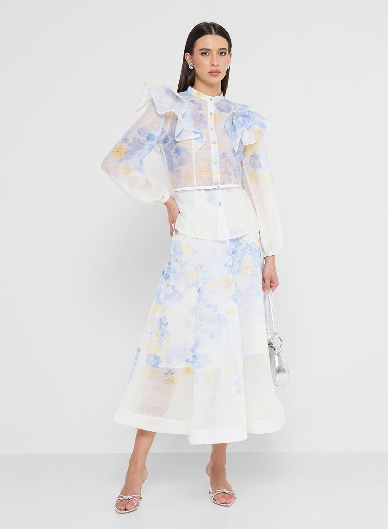 خزانة طقم بلوزة وتنورة مطبوعة بكشكش - Image 5