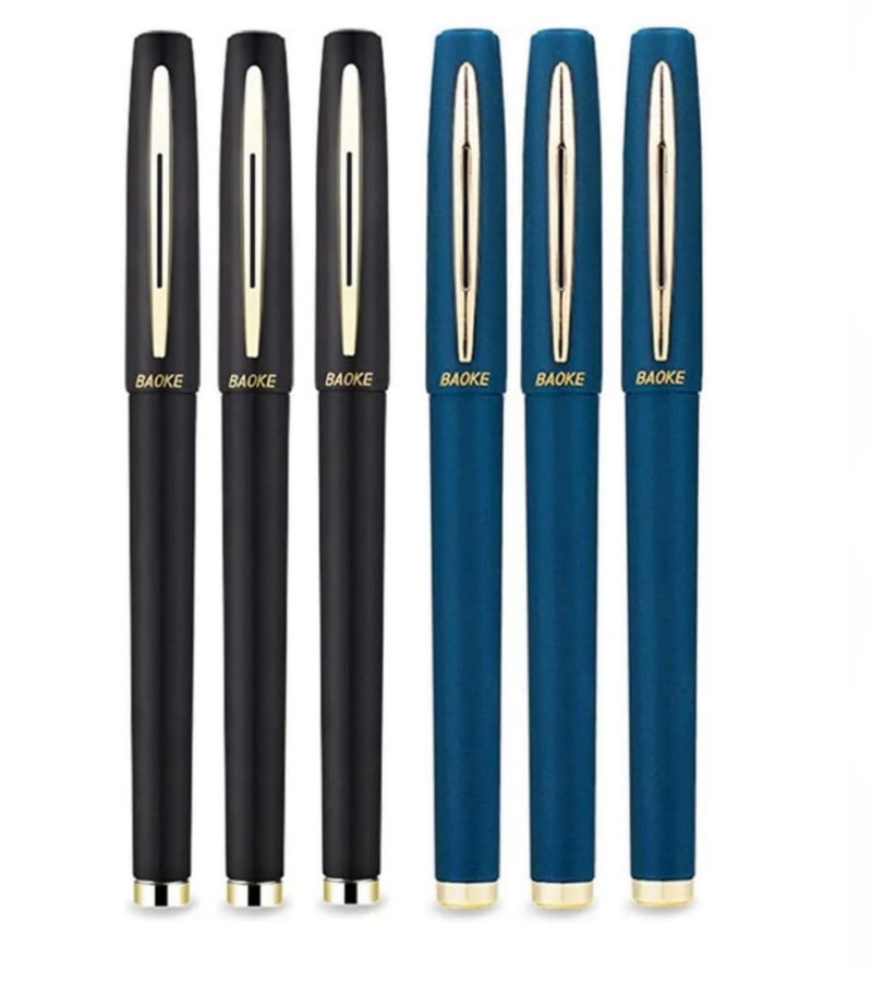 worison Baoke 0.7mm 6pcs Blue and Black Gel pen Ink Roller Ball Pen - Image 1