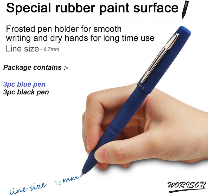 worison Baoke 0.7mm 6pcs Blue and Black Gel pen Ink Roller Ball Pen - Image 4