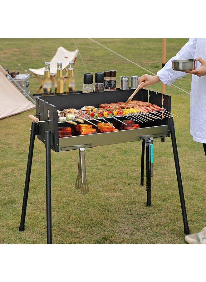 Generic - Outdoor Camping Picnic Stainless Steel Charcoal Grill Home Garden Barbecue Rack Portable Detachable Barbecue Grill - Image 1