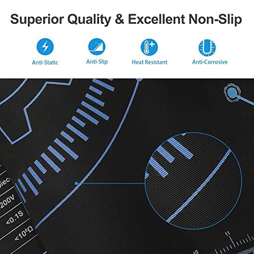 KooMall 24x16 Inch Anti Static Rubber Mat Kit for ESD Sensitive Electronic Device Repair, Soldering, PC Building, Assembly, Table Work, With Grounding Plug Cord, Antistatic Wrist Strap, Heat Resistant - Image 4