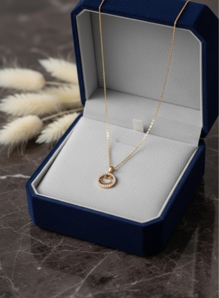 FLUFFY Dainty Gold Emoji Face Necklace for Women - Image 1